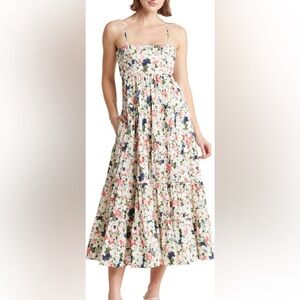 NWT Cinq À Sept Papyrus Floral Print Tiered Cotton Maxi Dress Fits Like Size 4?